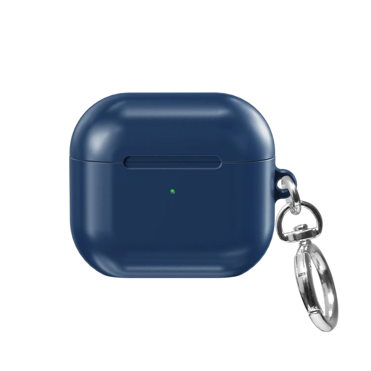 Dockside AirPods case — front side view showing the full solid navy ink case shell