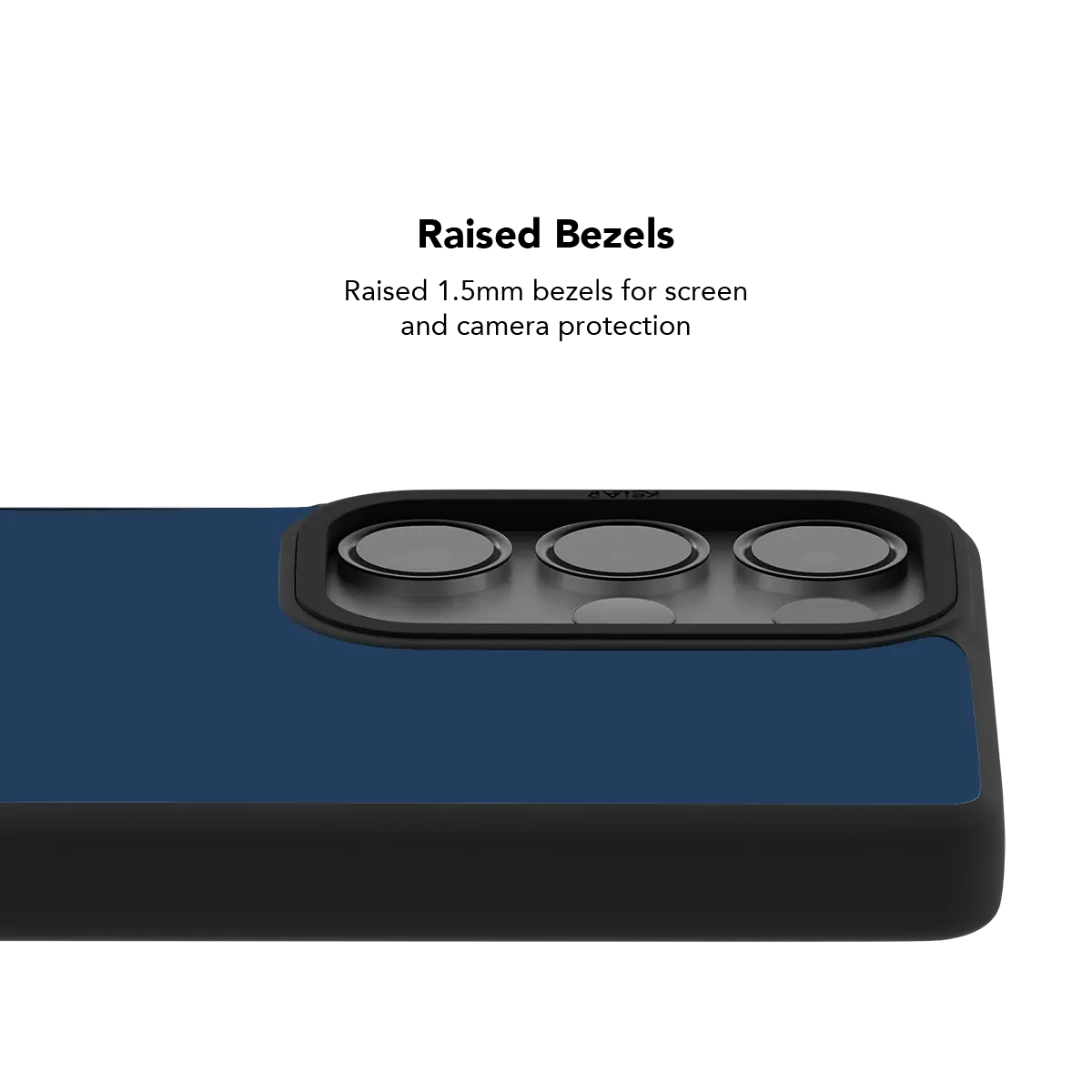 Dockside Samsung case — Bold, raised bezel and camera protection detail close-up