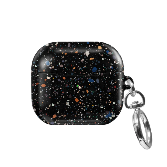 Black Paint Splatter Abstract Art AirPods Case, front view