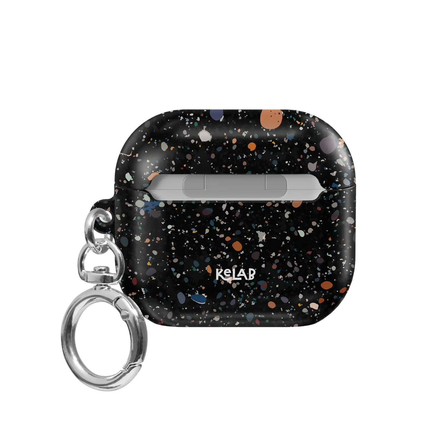 Black Paint Splatter Abstract Art AirPods Case, back view