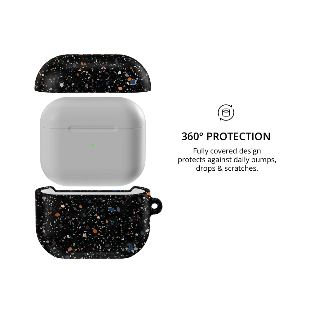 Black Paint Splatter Abstract Art AirPods Case, 360-degree protective coverage