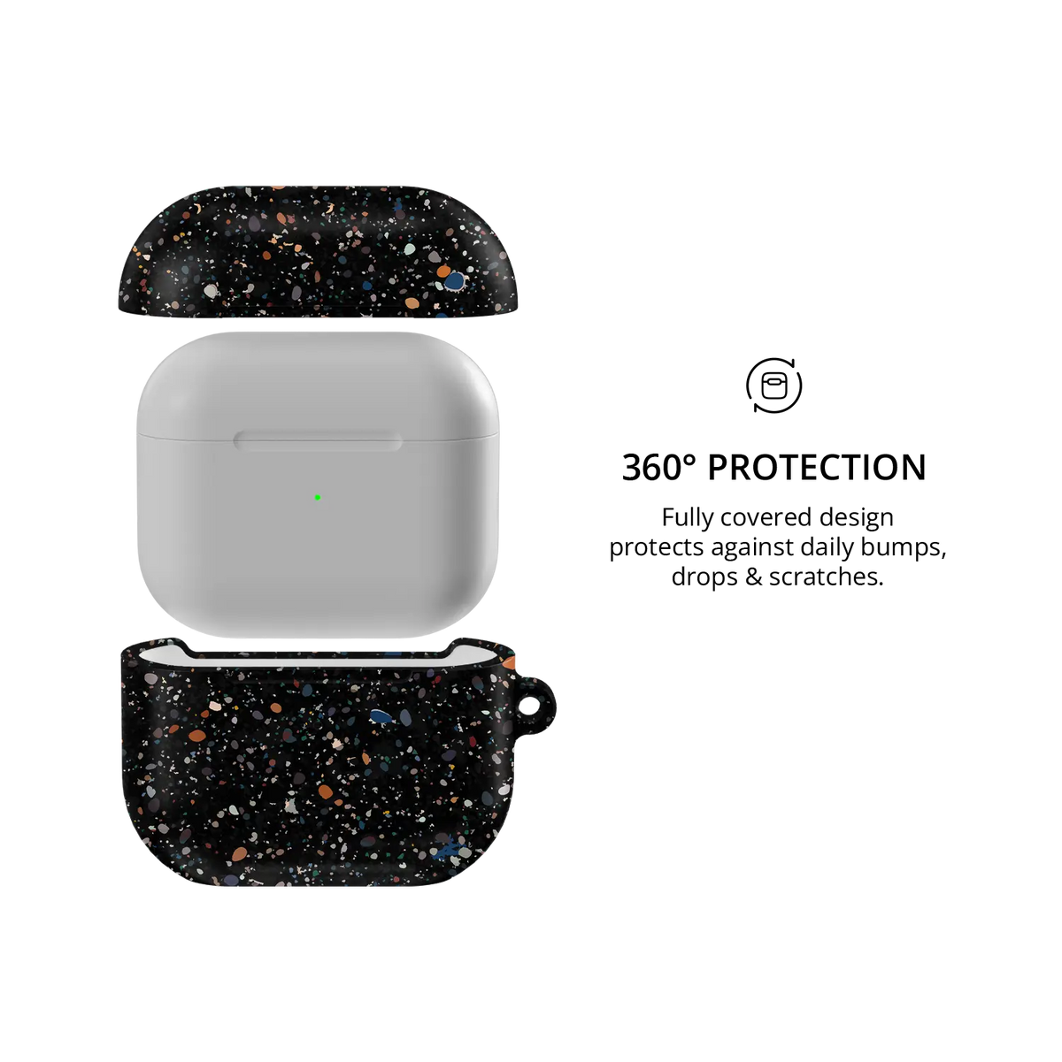 Black Paint Splatter Abstract Art AirPods Case, 360-degree protective coverage