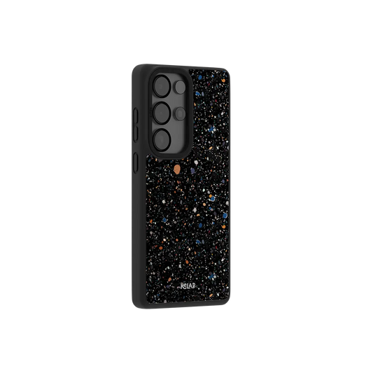 Black TPU phone case with paint splatter design for Samsung Galaxy S26 Ultra and S26 Plus models