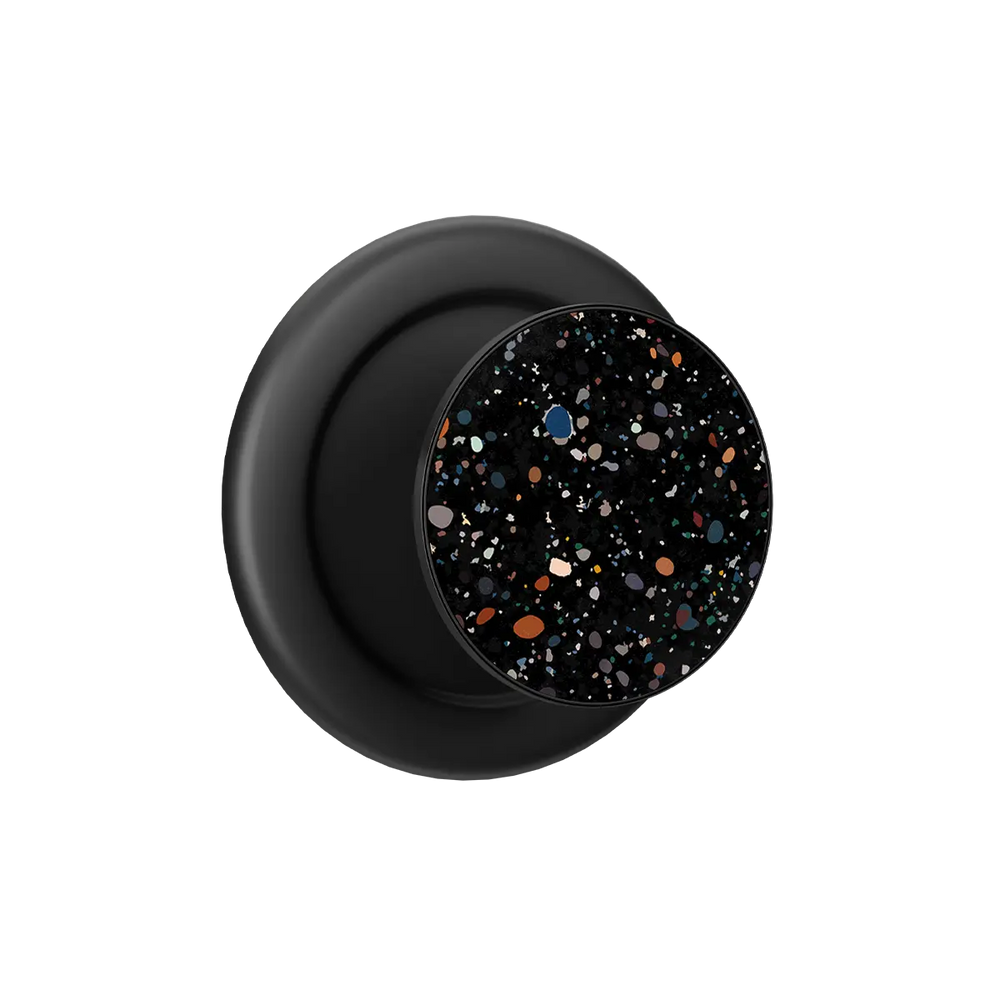 Obsidian Mist black pop grip with colorful paint splatter pattern and built-in strong magnets Magsafe phone grip.