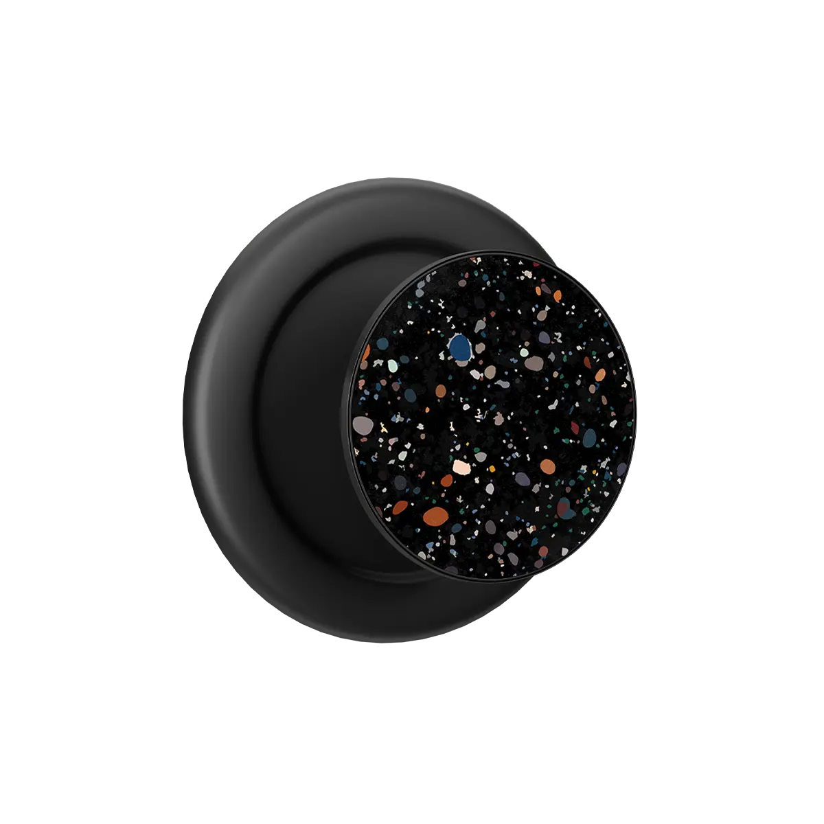 Obsidian Mist black pop grip with colorful paint splatter pattern and built-in strong magnets Magsafe phone grip.