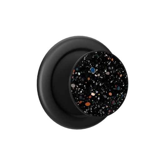 Obsidian Mist black pop grip with colorful paint splatter pattern and built-in strong magnets Magsafe phone grip.