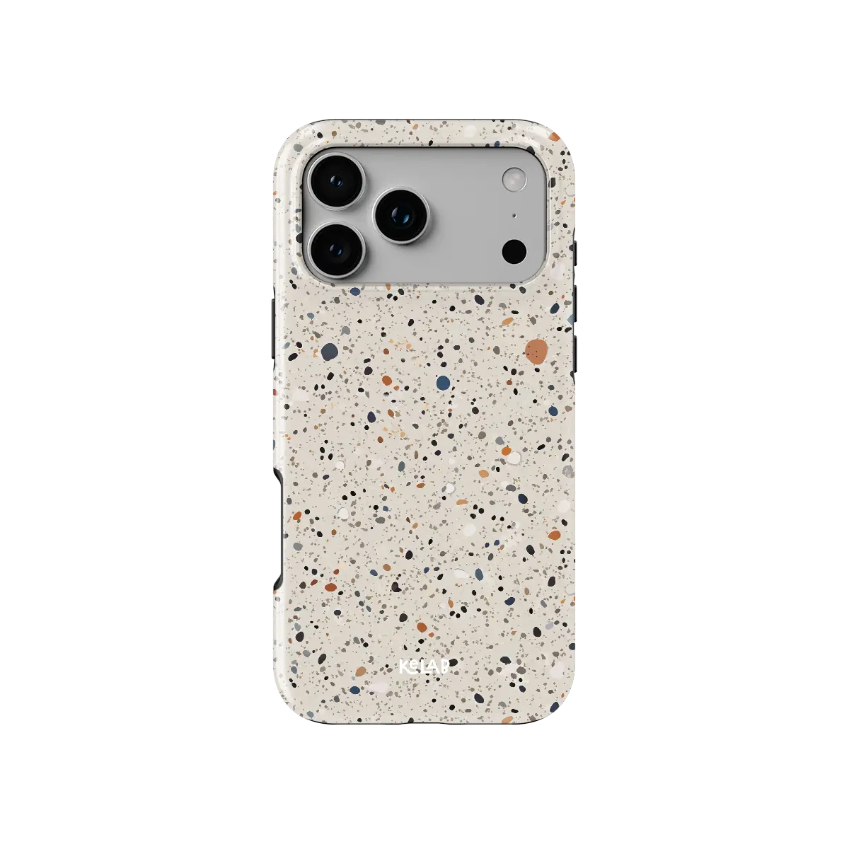 Ivory Haze ivory paint splatter Tough iPhone case, front view showing the pattern.
