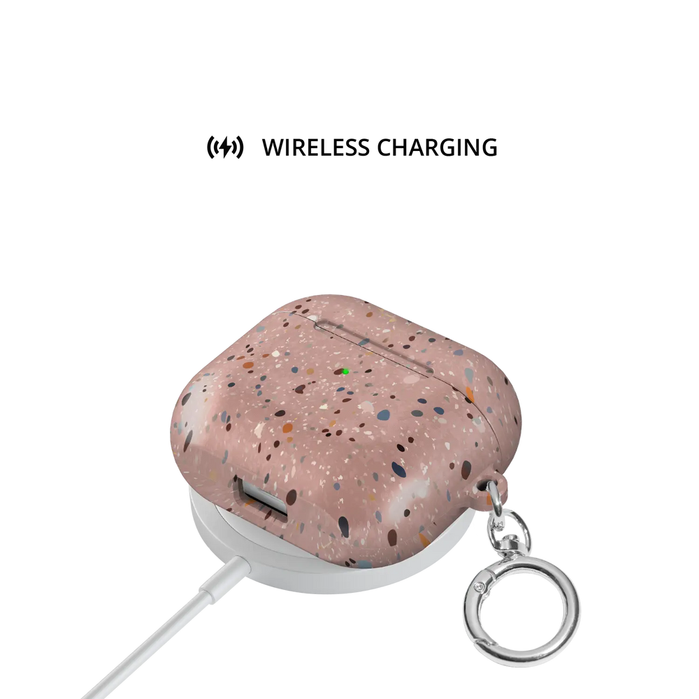 Pink Paint Splatter Abstract Art AirPods Case, on wireless charger
