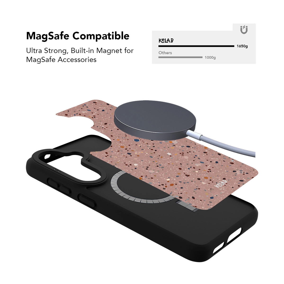 Samsung Galaxy phone case in minimalist paint splatter design, compatible with MagSafe accessories