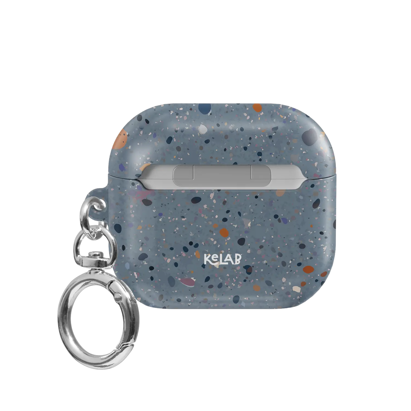 Blue Paint Splatter Abstract Art AirPods Case, back view
