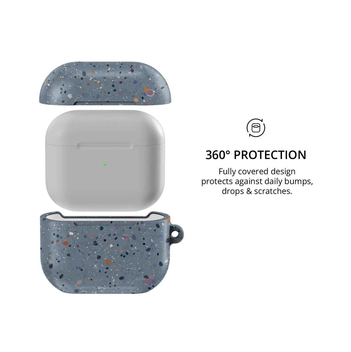 Blue Paint Splatter Abstract Art AirPods Case, 360-degree protective coverage
