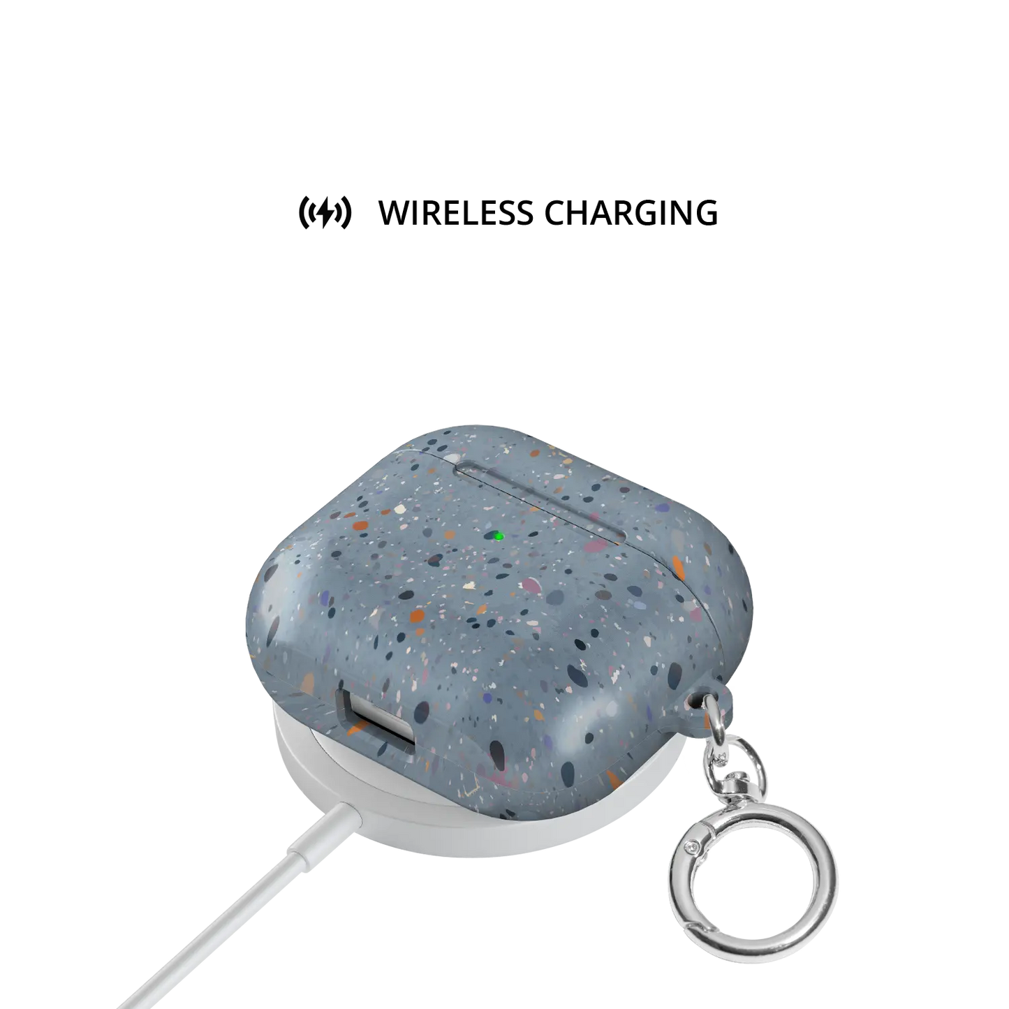 Blue Paint Splatter Abstract Art AirPods Case, on wireless charger