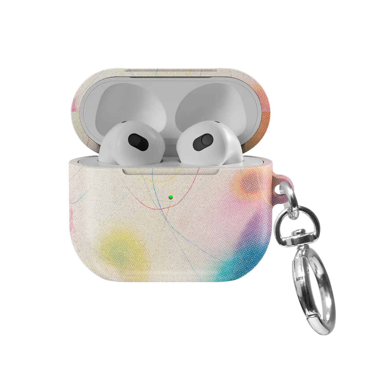 Purple Pastel Ombre Gradient Aesthetic AirPods Case, front view with lid open