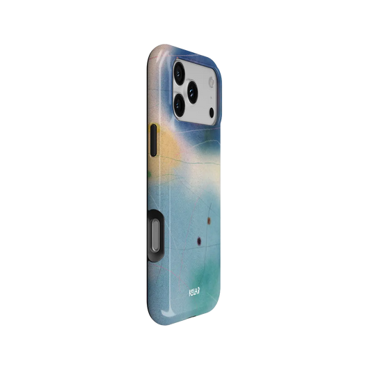 Serenity blue ombre aura gradient Bold iPhone case, side view showing the pattern wrapped around the shell.