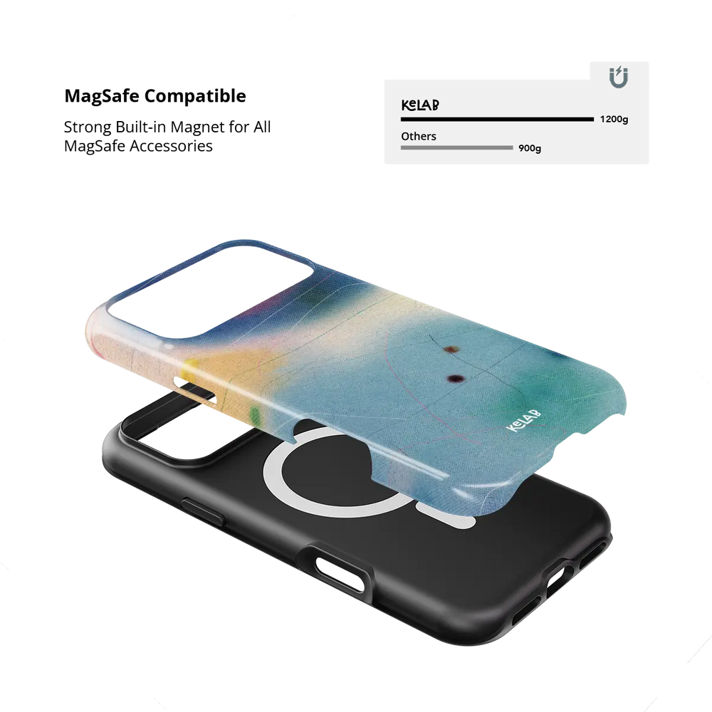 Serenity blue ombre aura gradient Bold iPhone case with built-in strong MagSafe magnets.