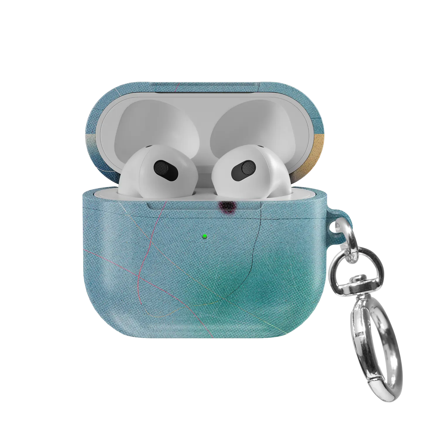 Blue Aura Ombre Gradient Aesthetic AirPods Case, front view with lid open