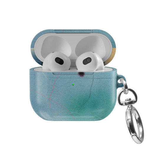 Blue Aura Ombre Gradient Aesthetic AirPods Case, front view with lid open
