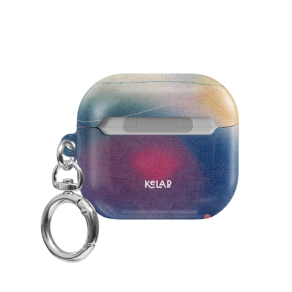 Blue Aura Ombre Gradient Aesthetic AirPods Case, back view