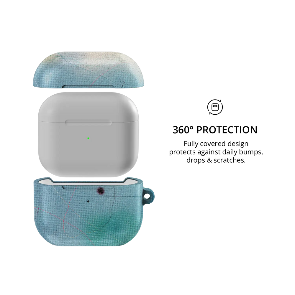 Blue Aura Ombre Gradient Aesthetic AirPods Case, 360-degree protective coverage
