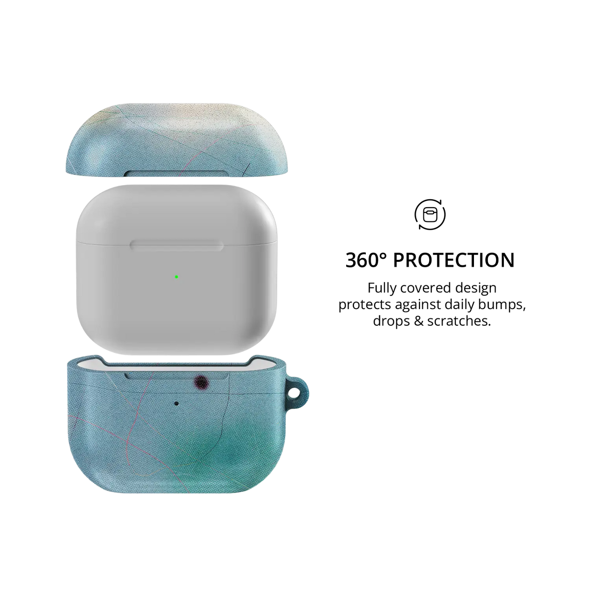 Blue Aura Ombre Gradient Aesthetic AirPods Case, 360-degree protective coverage