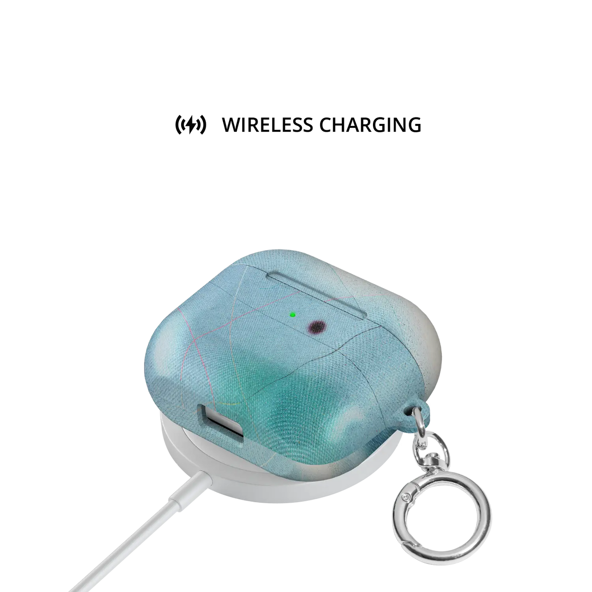 Blue Aura Ombre Gradient Aesthetic AirPods Case, on wireless charger