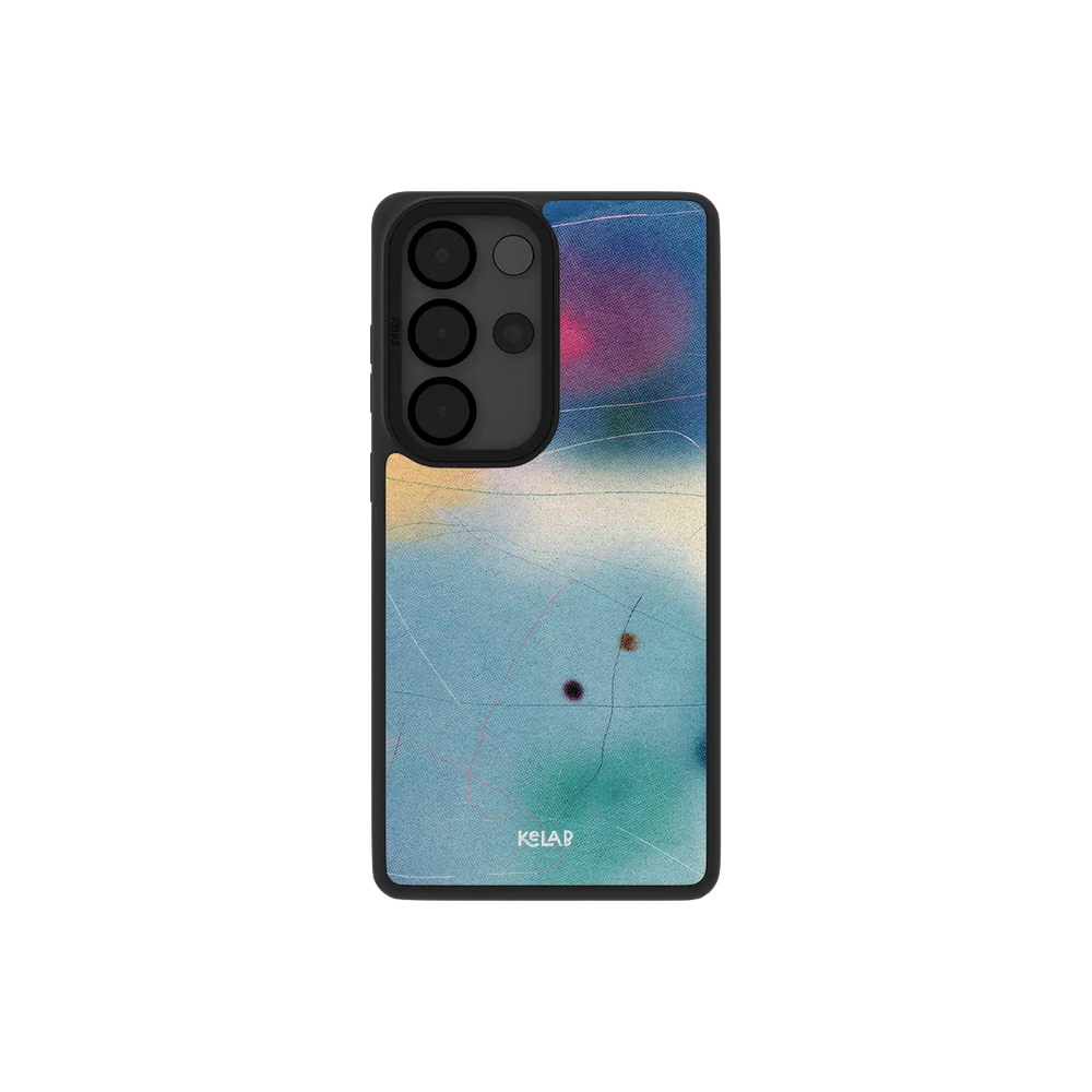 Blue aura gradient Samsung Galaxy case, back view with cobalt to sky blue ombre around the camera cutout