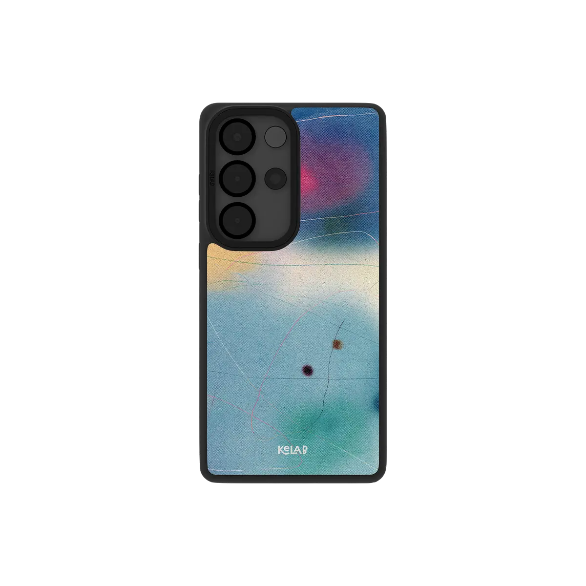 Blue aura gradient Samsung Galaxy case, back view with cobalt to sky blue ombre around the camera cutout