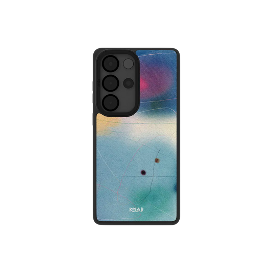 Blue aura gradient Samsung Galaxy case, back view with cobalt to sky blue ombre around the camera cutout