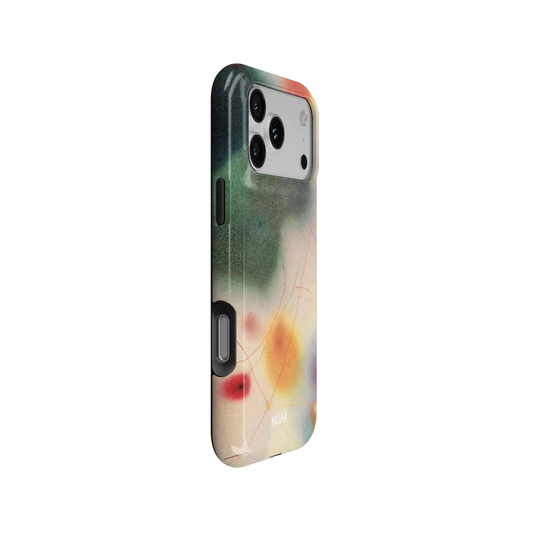 Green Aura Gradient Cute iPhone Case, side angle view showing precise button cutouts and wraparound edge