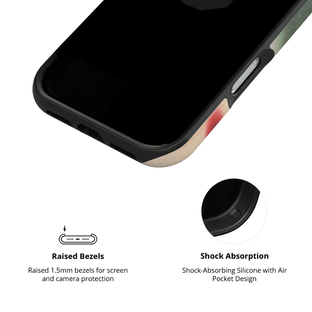 Green Aura Gradient Cute iPhone Case, raised bezel design for shock absorption