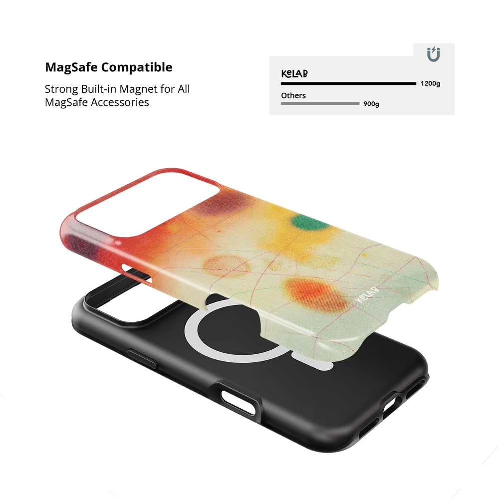 Climax red ombre gradient aura Bold iPhone case with built-in strong MagSafe magnets.