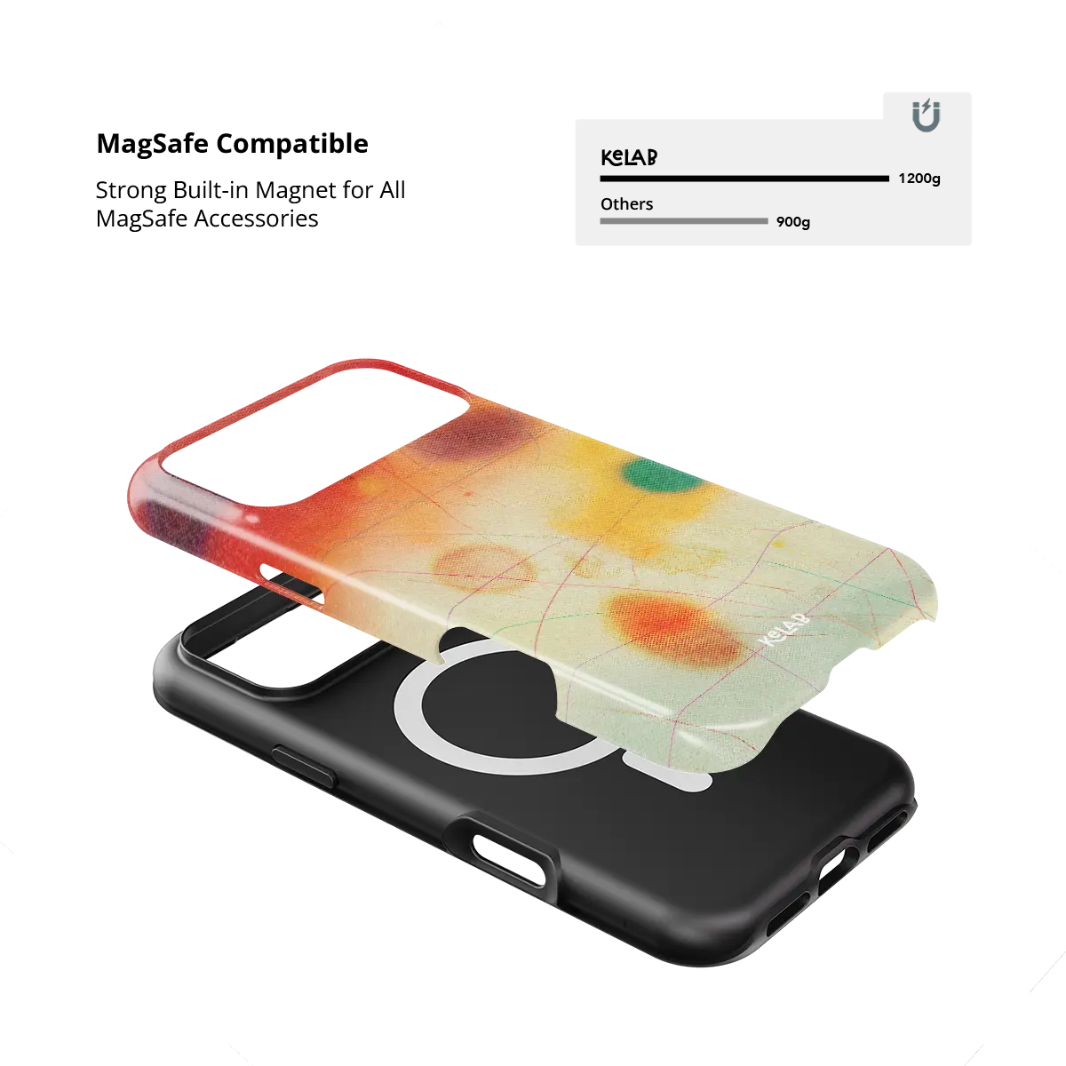 Climax red ombre gradient aura Bold iPhone case with built-in strong MagSafe magnets.