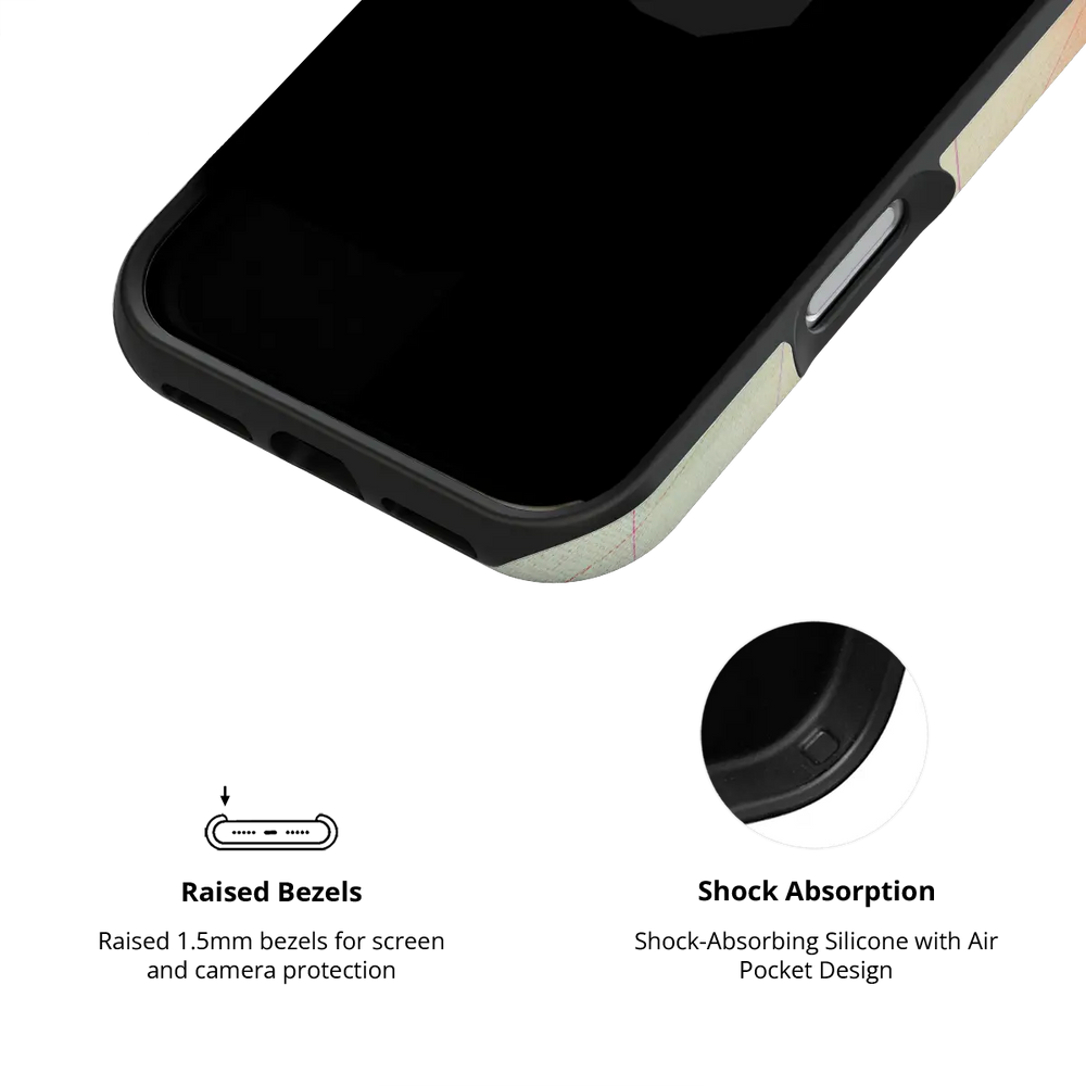 Climax red ombre gradient aura Bold iPhone case inner view showing shock-absorbing drop protection.