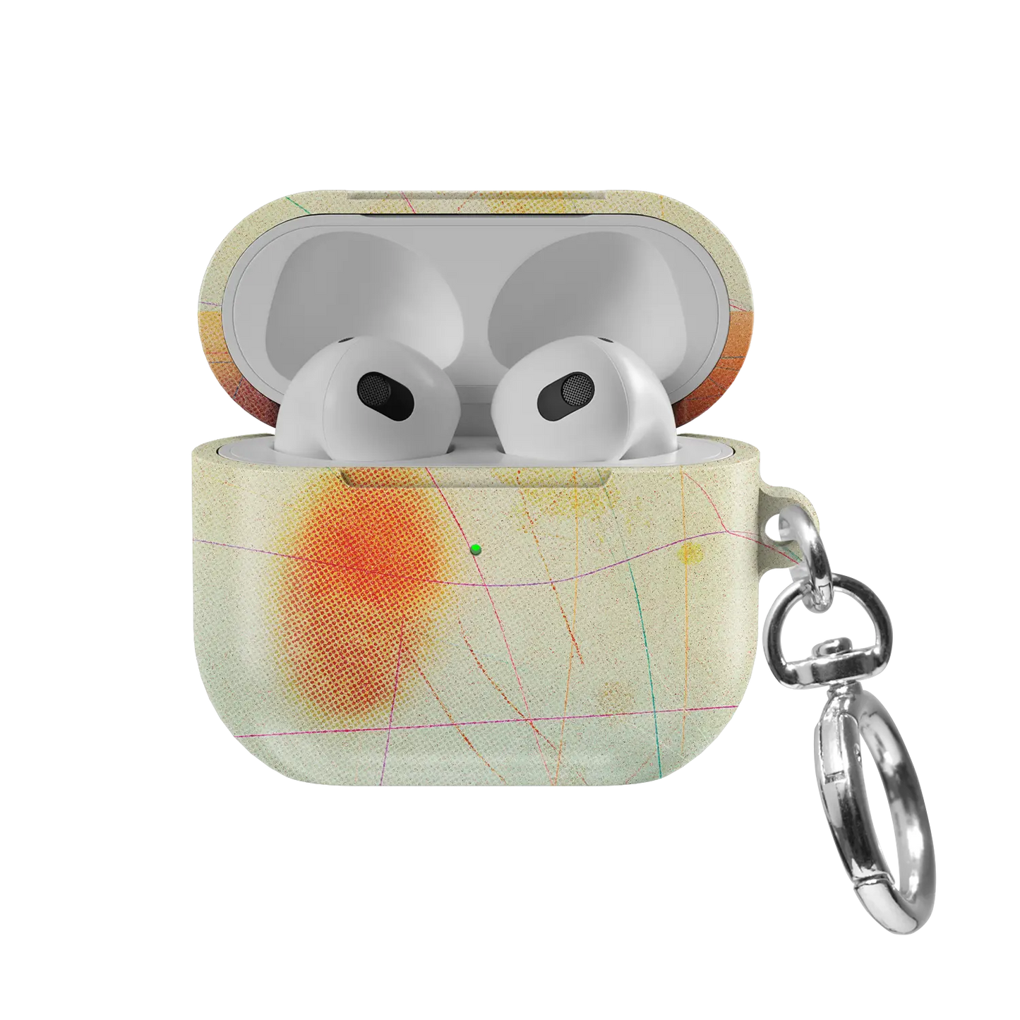 Red Aura Gradient Cute Colorful AirPods Case, front view with lid open