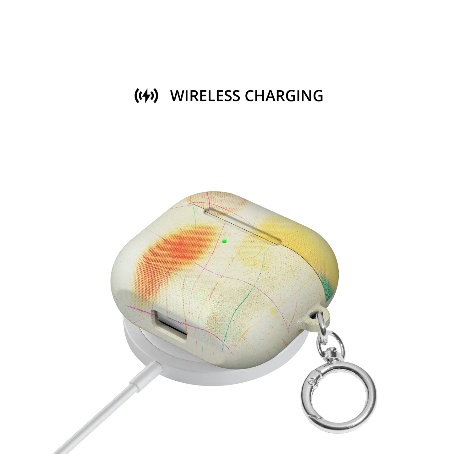 Red Aura Gradient Cute Colorful AirPods Case, on wireless charger