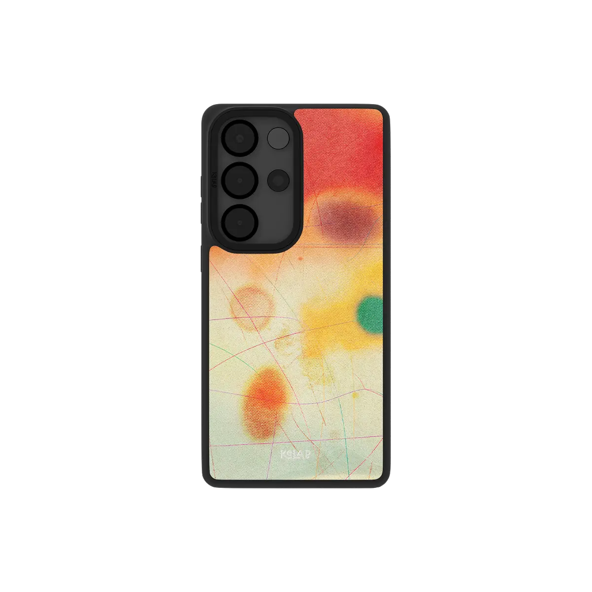 Red aura gradient Samsung Galaxy case, back view with warm sunset ombre around the camera cutout