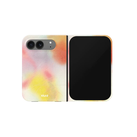 Pink Orange Dopamine Gradient, Y2K iPhone 18 Fold Case, unfolded front view