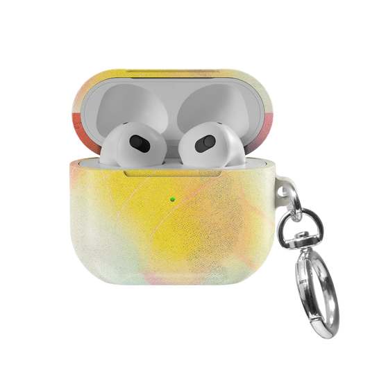 Pink Orange Ombre Dopamine Gradient AirPods Case, front view with lid open