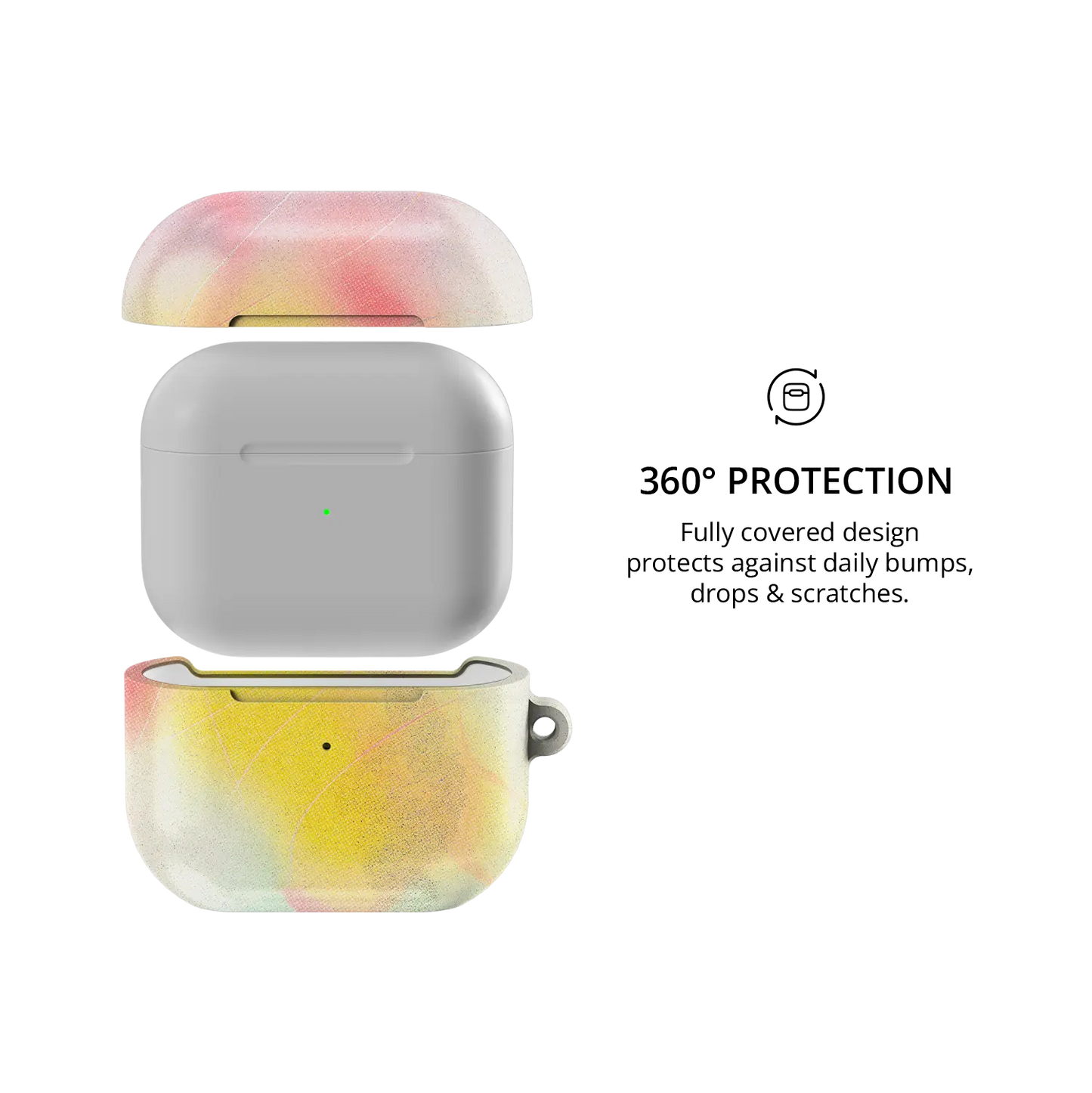 Pink Orange Ombre Dopamine Gradient AirPods Case, 360-degree protective coverage