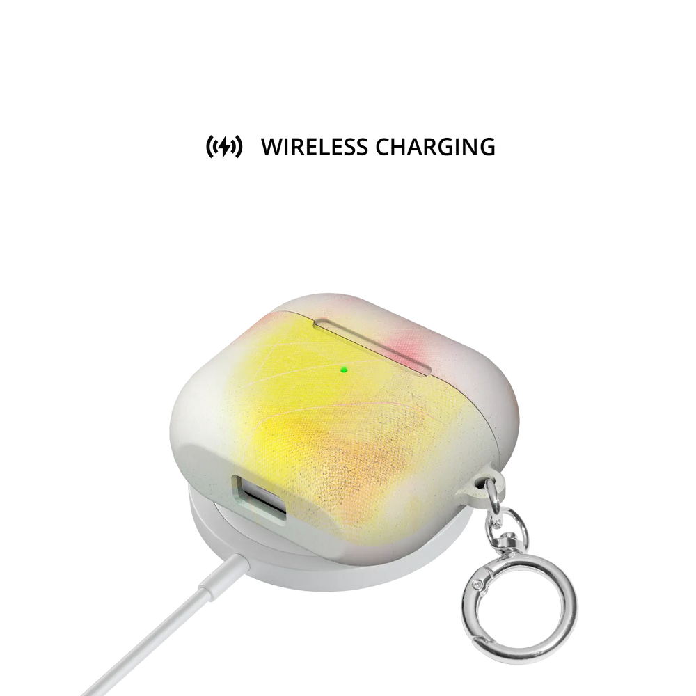 Pink Orange Ombre Dopamine Gradient AirPods Case, on wireless charger