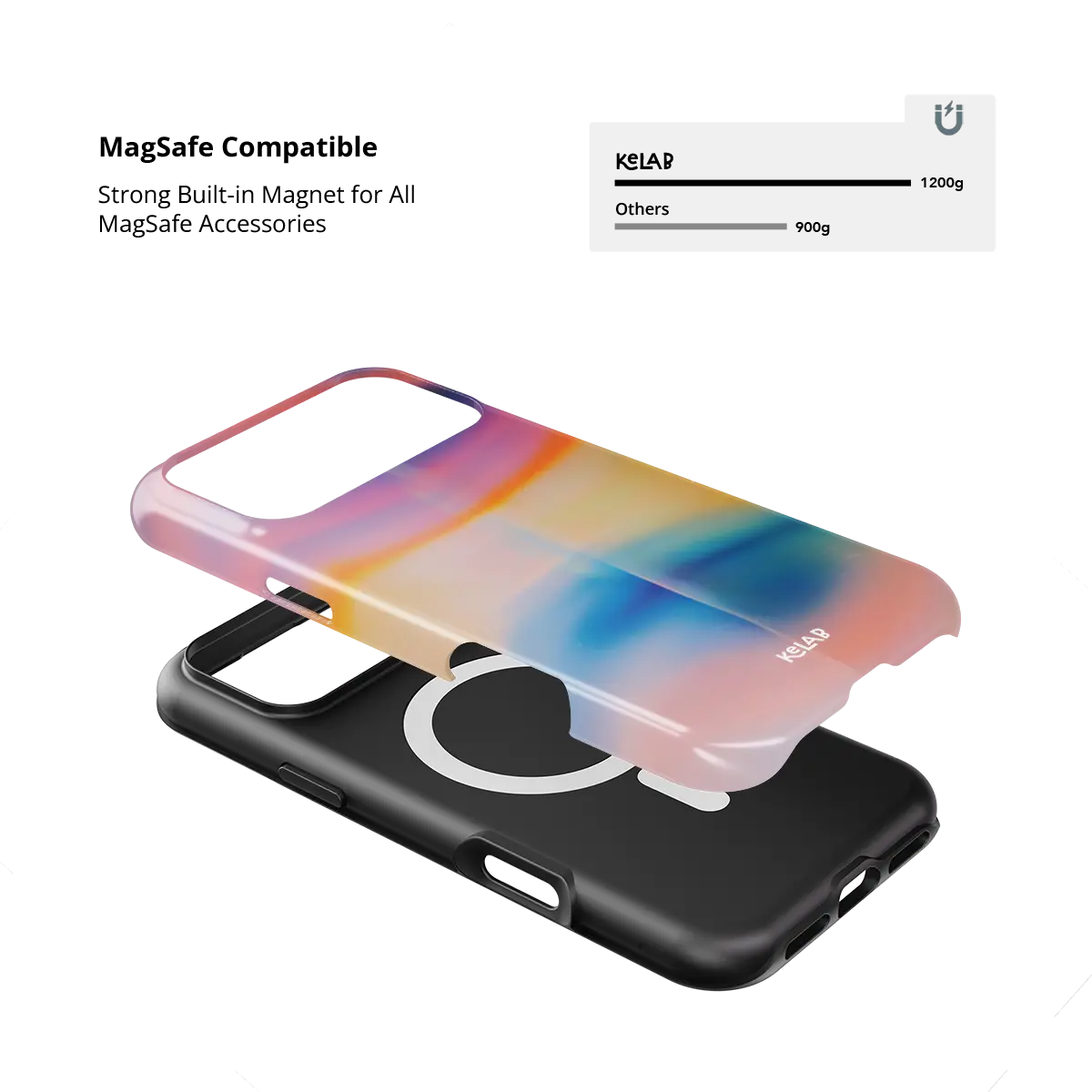 Dream Prism pastel gradient aura Tough iPhone case with built-in strong MagSafe magnets.