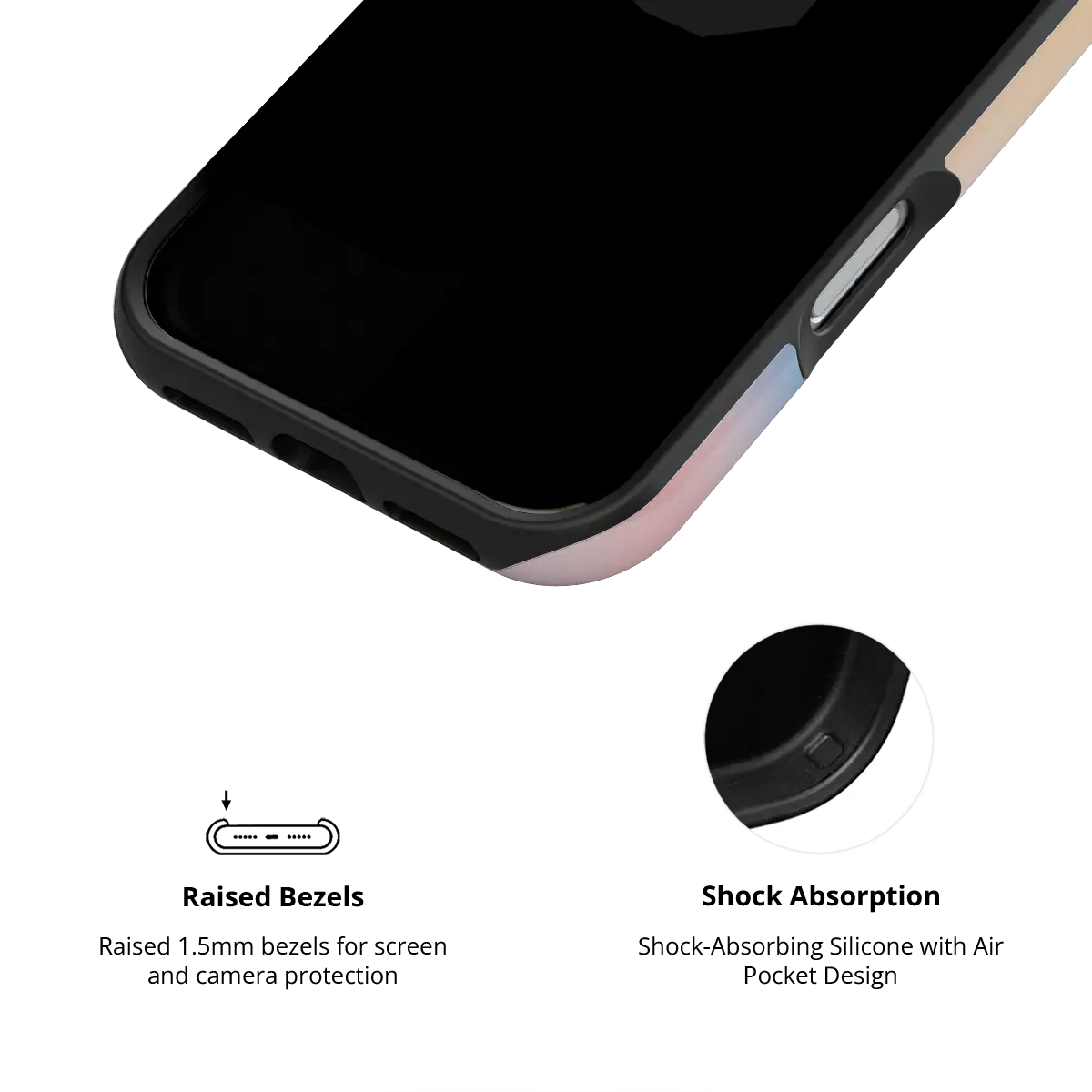 Dream Prism pastel gradient aura Tough iPhone case inner view showing shock-absorbing drop protection.
