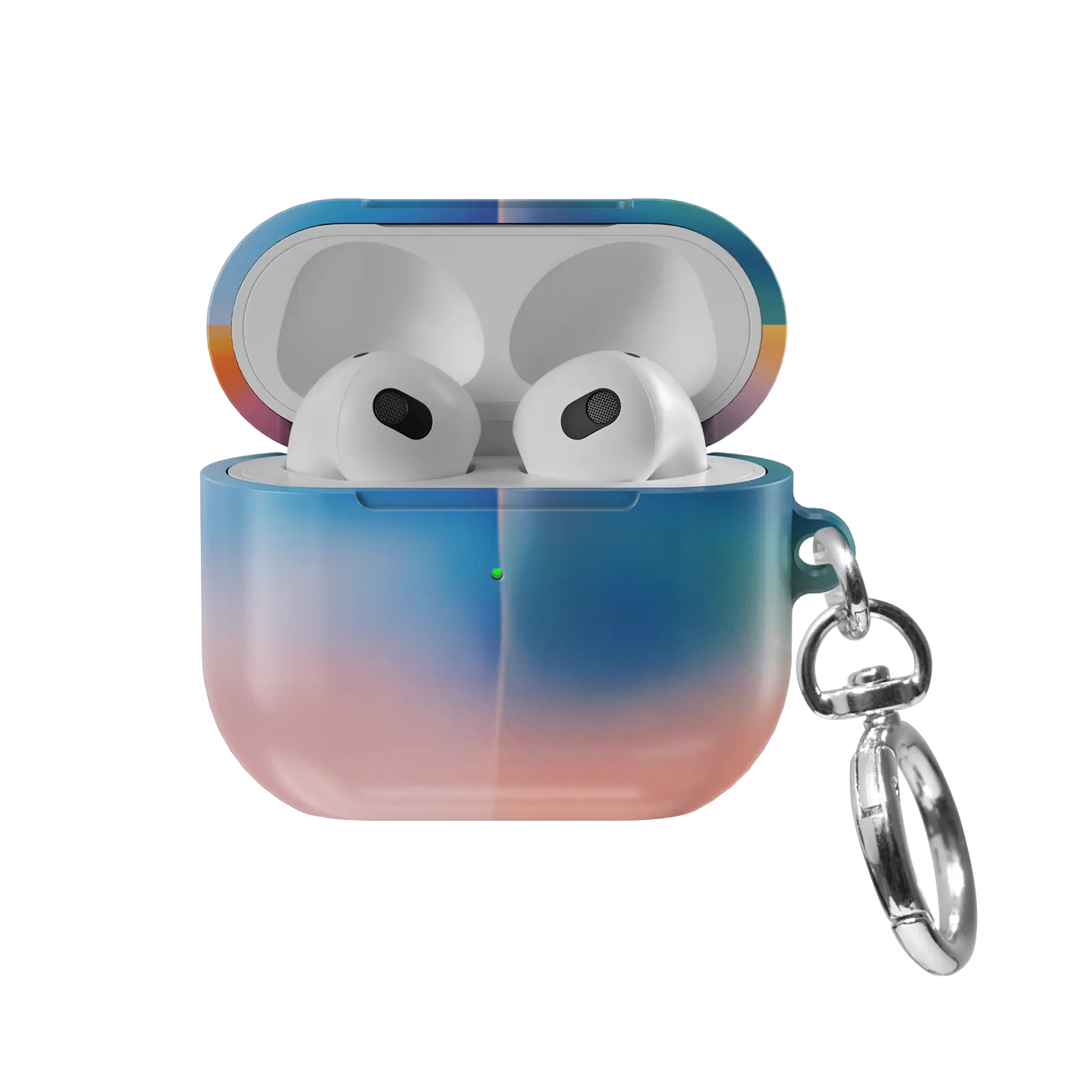Pastel Kawaii Aura Gradient AirPods Case, front view with lid open