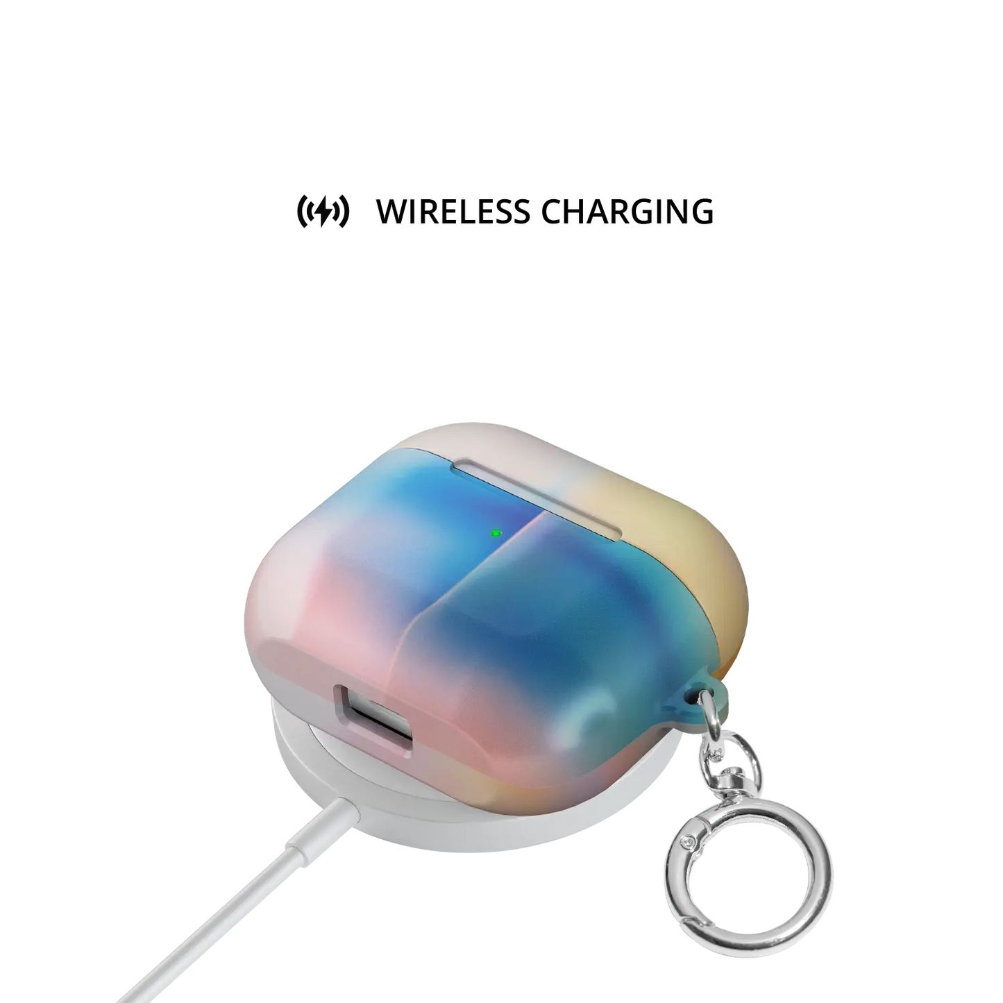 Pastel Kawaii Aura Gradient AirPods Case, on wireless charger