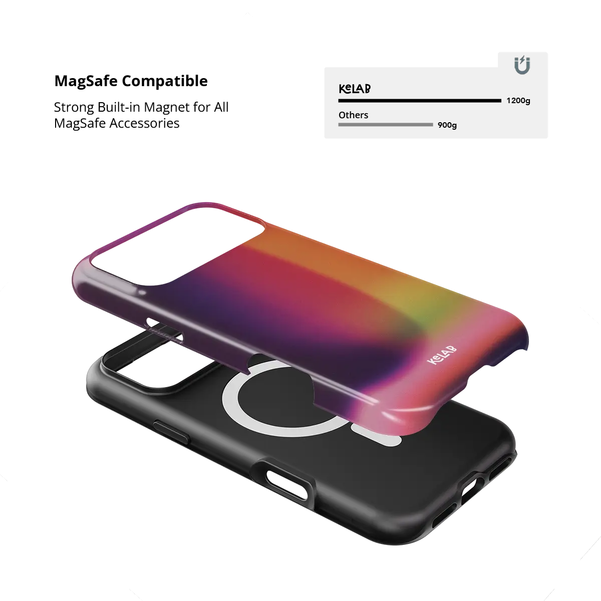 Lucid Ember purple gradient aura Tough iPhone case with built-in strong MagSafe magnets.