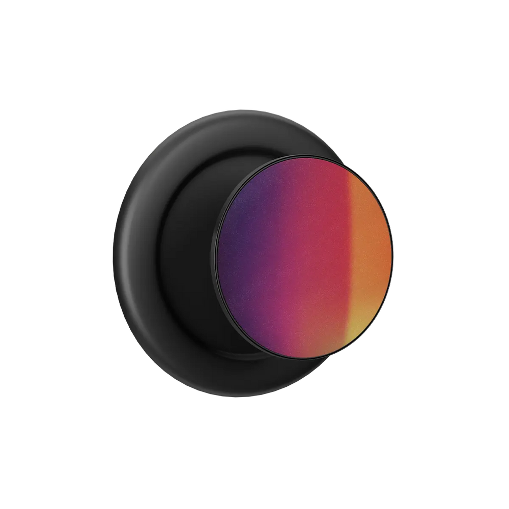 Black Lucid Ember MagSafe phone grip with orange and purple gradient pop grip and built-in strong magnets.