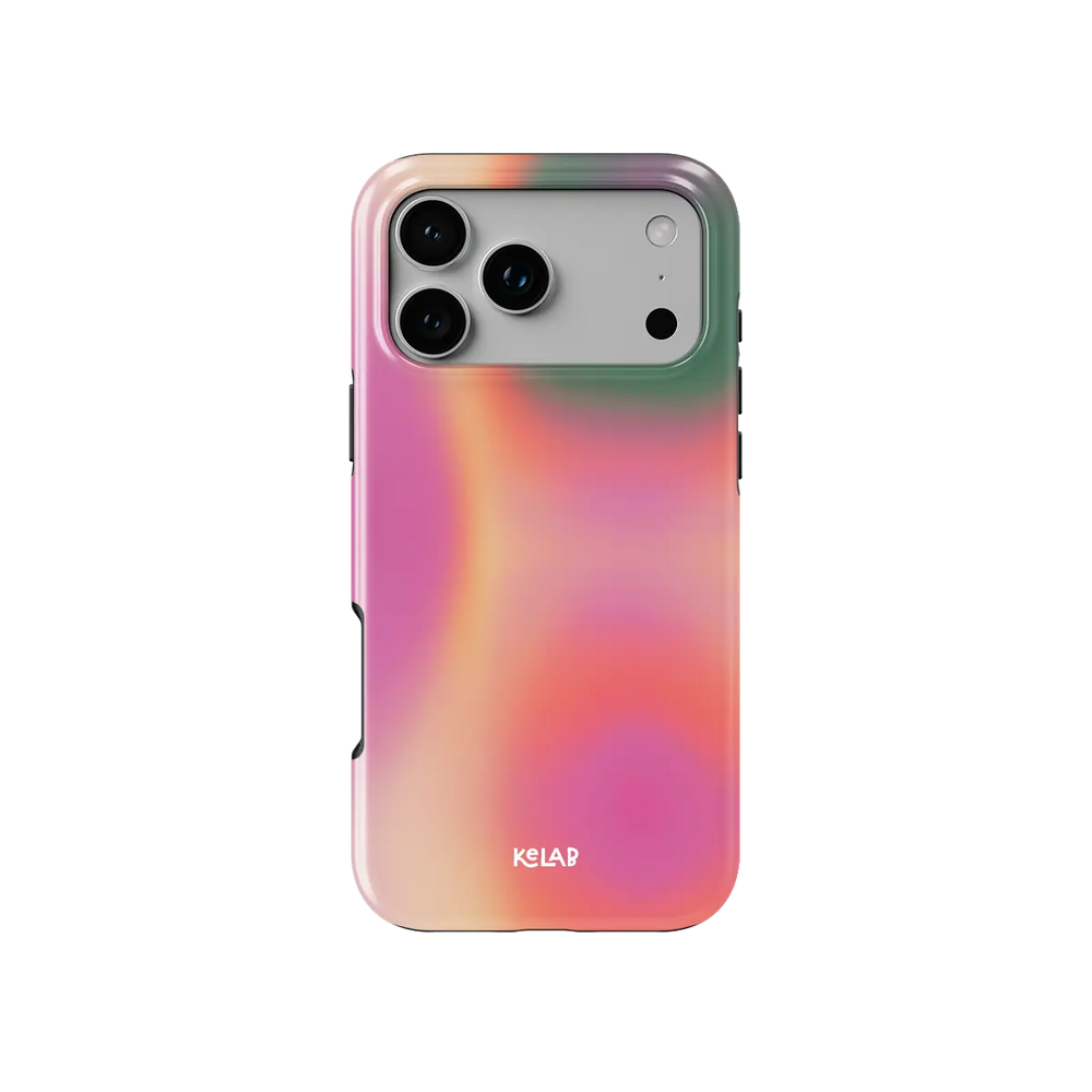 Aurora Pop colorful gradient aura Tough iPhone case, front view showing the pattern.