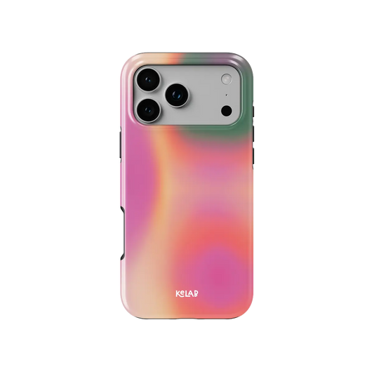 Aurora Pop colorful gradient aura Tough iPhone case, front view showing the pattern.