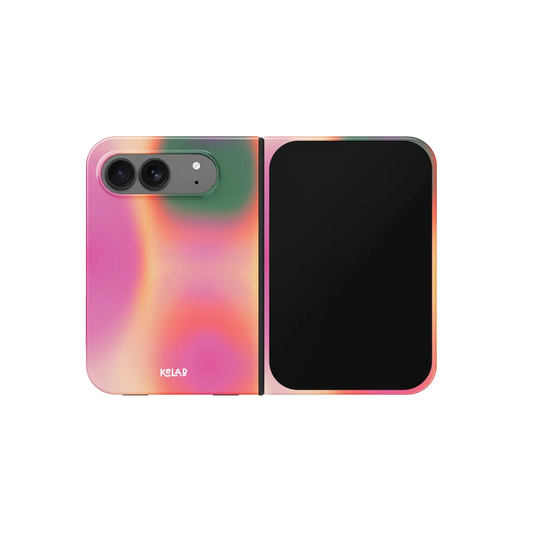 Colorful Gradient Aura, Dopamine Y2K iPhone 18 Fold Case, unfolded front view