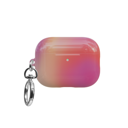 Colorful Dopamine Aura Gradient airpods pro case front view with closed lid and keychain